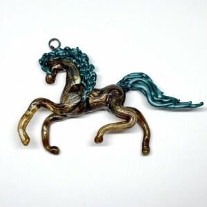 Hand made Blown Lamp Light Art Glass Horse Pony Figure Jewelry Necklace Pendant